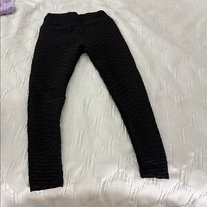 Black Textured Leggings